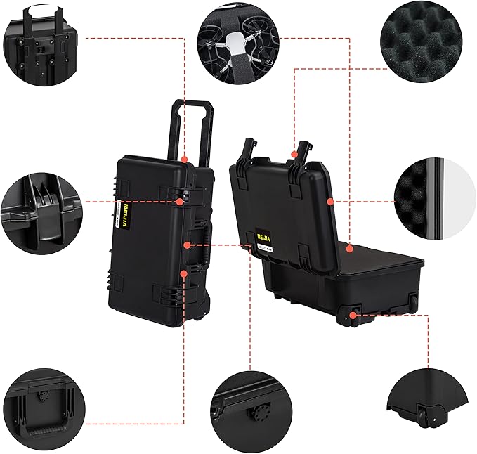 MEIJIA Premium Waterproof Hard Compact Rolling Camera Case