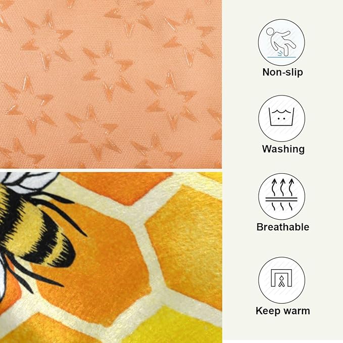 Honeycomb Bees Pet Bed Cute Dog Bed Mat Absorbing Non Slip Pad Pet Sleeping Mat for Small, Medium, and Large Dogs Puppy Cat 24 in x 18 in
