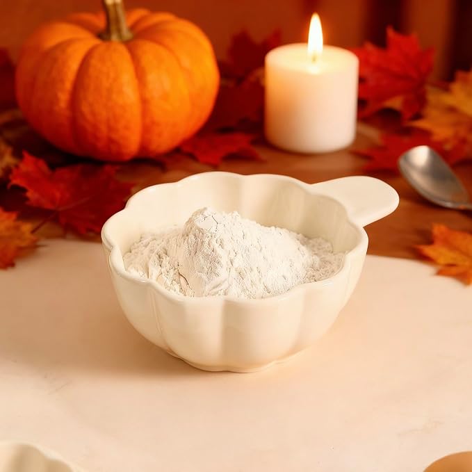 Pumpkin Ceramic Measuring Cups, 4-Piece Set, ⅓ & ¼ Cup Sizes, Baking & Cooking