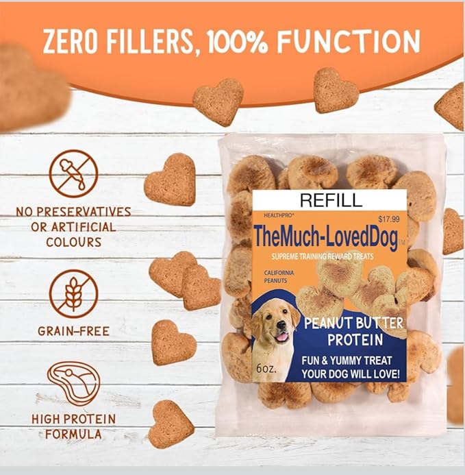 The Much-Loved Dog!™ Peanut Butter Dog Treats – Natural Biscuits for Small Dogs & Large Breeds – Healthy Puppy Treats for small dogs Made in USA, Training Snacks for All Breeds (1 Pack, Peanut Butter)