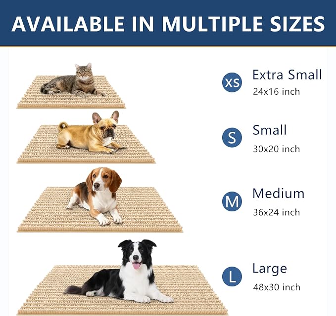 Smiry Dog Door Mat for Muddy Paws 24x16, Absorbent Dirt Trapper, Non-Slip