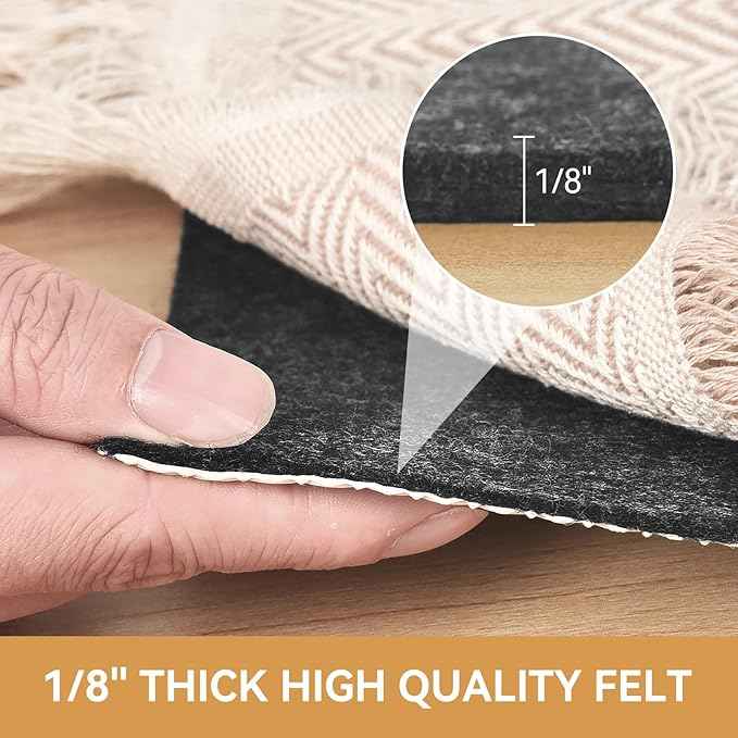 Deep Dream Dual Surface 4'x6' Rug Pad, Waterproof 1/8" Thick Felt + Natural