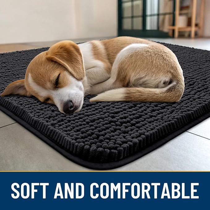 Smiry Dog Door Mat for Muddy Paws 47x32, Absorbent Dirt Trapper, Non-Slip