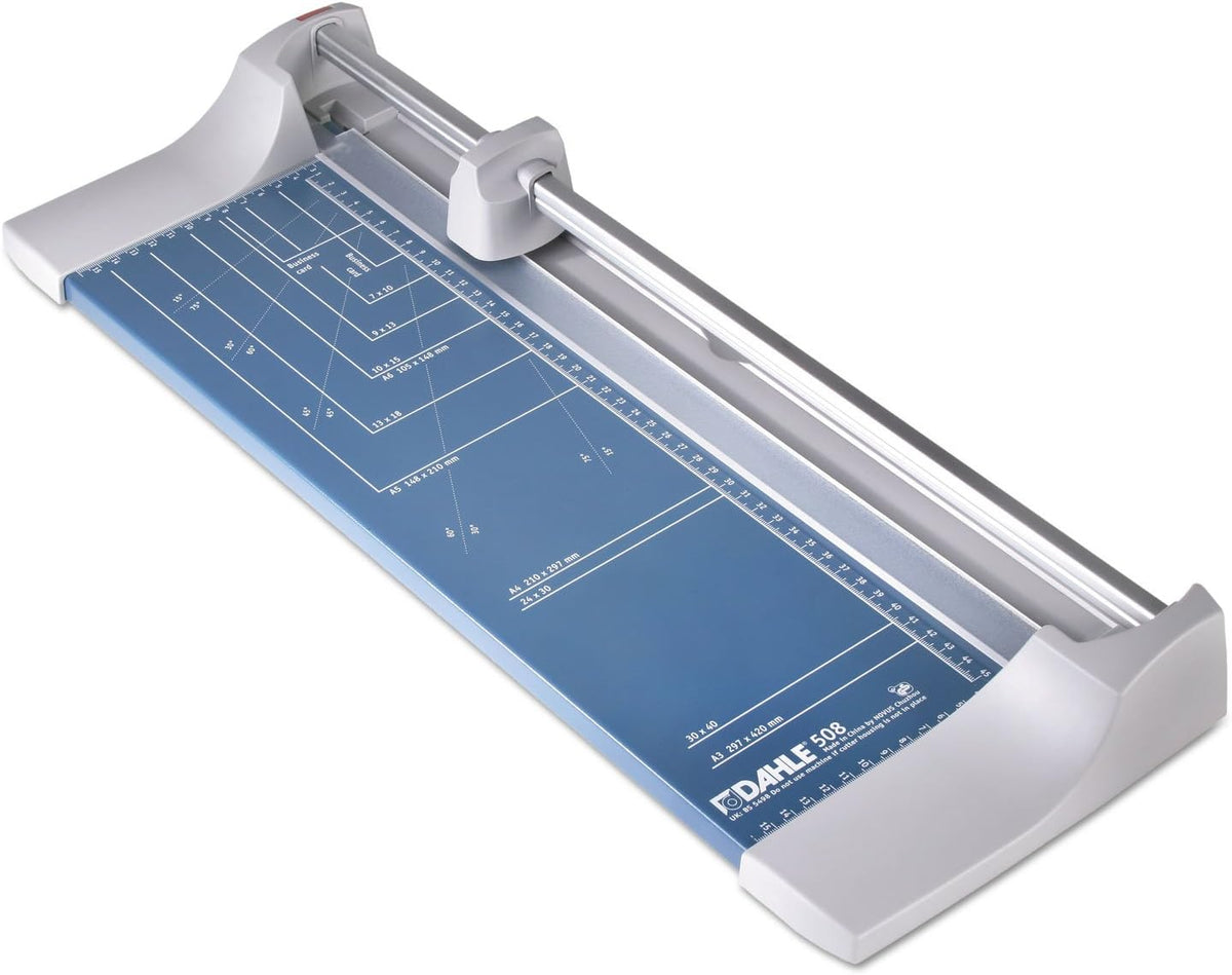 Dahle 508 Personal Rotary Trimmer, 18" Cut Length, 7 Sheet Capacity, Self-Sharpening, Automatic Clamp, German Engineered Paper Cutter