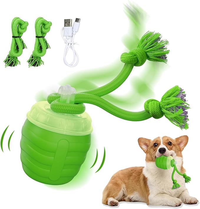 Interactive Dog Toy, [Newly Upgraded] Motion Activated Rolling Squeaky Ball for Medium/Large Dogs, Automatic Moving Dogs Ball for Boredom, USB Rechargeable(Green)