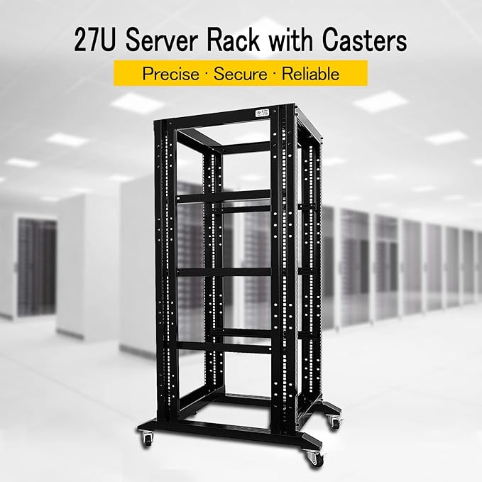 Raising Electronics Server Rack Open Frame Rack 4 Post 19 inch Adjustable