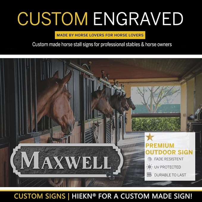 Acrylic Horse Stall Name Plate, 2.4" x 8" Personalized Stall Signs, UV Protected, Custom Pet Name Sign, All Weather Adhesive, Mounting (Silver, Style 5)