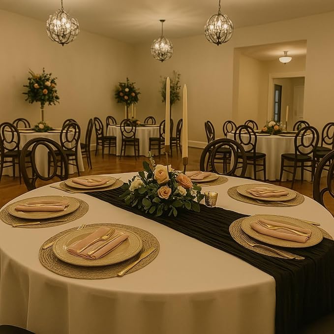 6 Pack Black 10FT Cheesecloth Table Runner 120 Inch Rustic Boho Gauze Cheese