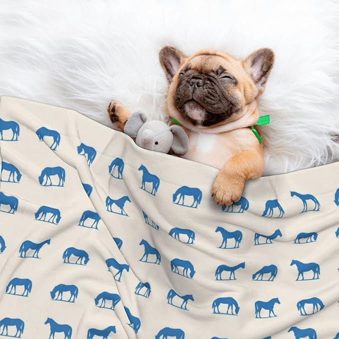 Pet Blanket for Travel and Home, Abstract Horse, Reversible Plush Dot Design with Soft Grip Texture on One Side Perfect for Car Seats Moving Vehicles