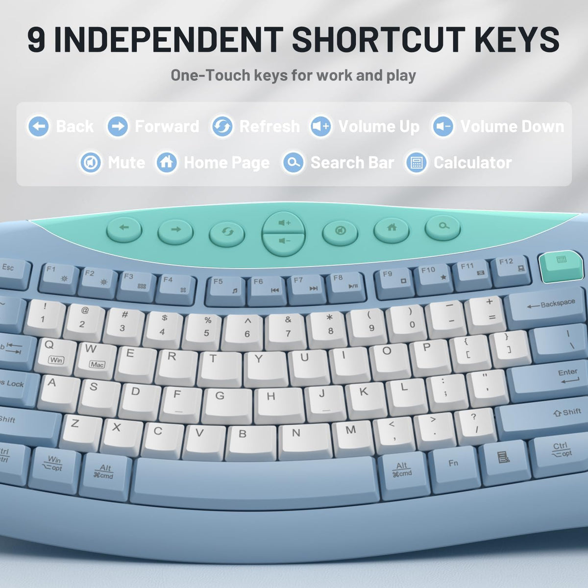 Wireless Keyboard and Mouse Combo Silent for Office,Ergonomic Curved Design