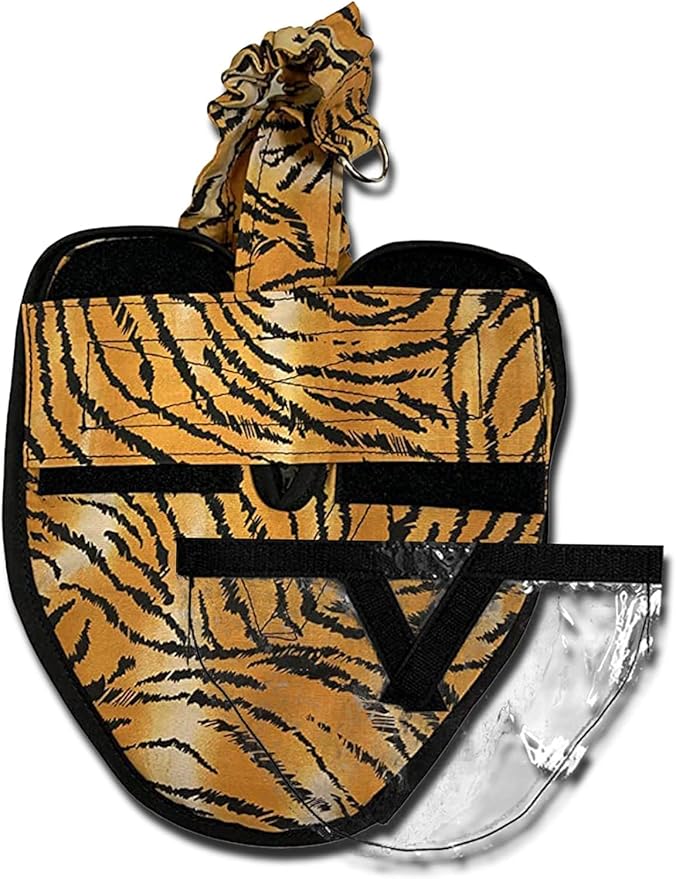 Hen Holster Wrap-Around Bird Diaper & Harness for Hens, Roosters, Ducks, Geese - with Removable Vinyl Liner, Adjustable Fit for Outdoor Adventures & Indoor Use - Easy to wear - Large, Tiger