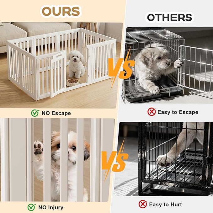 Clear Dog Play Pen,Pet Playpen with Door,Easy to Clean and Install Puppy pens for Both Indoor and Outdoor use (White, 30.3 inch Height, 10 Panels)