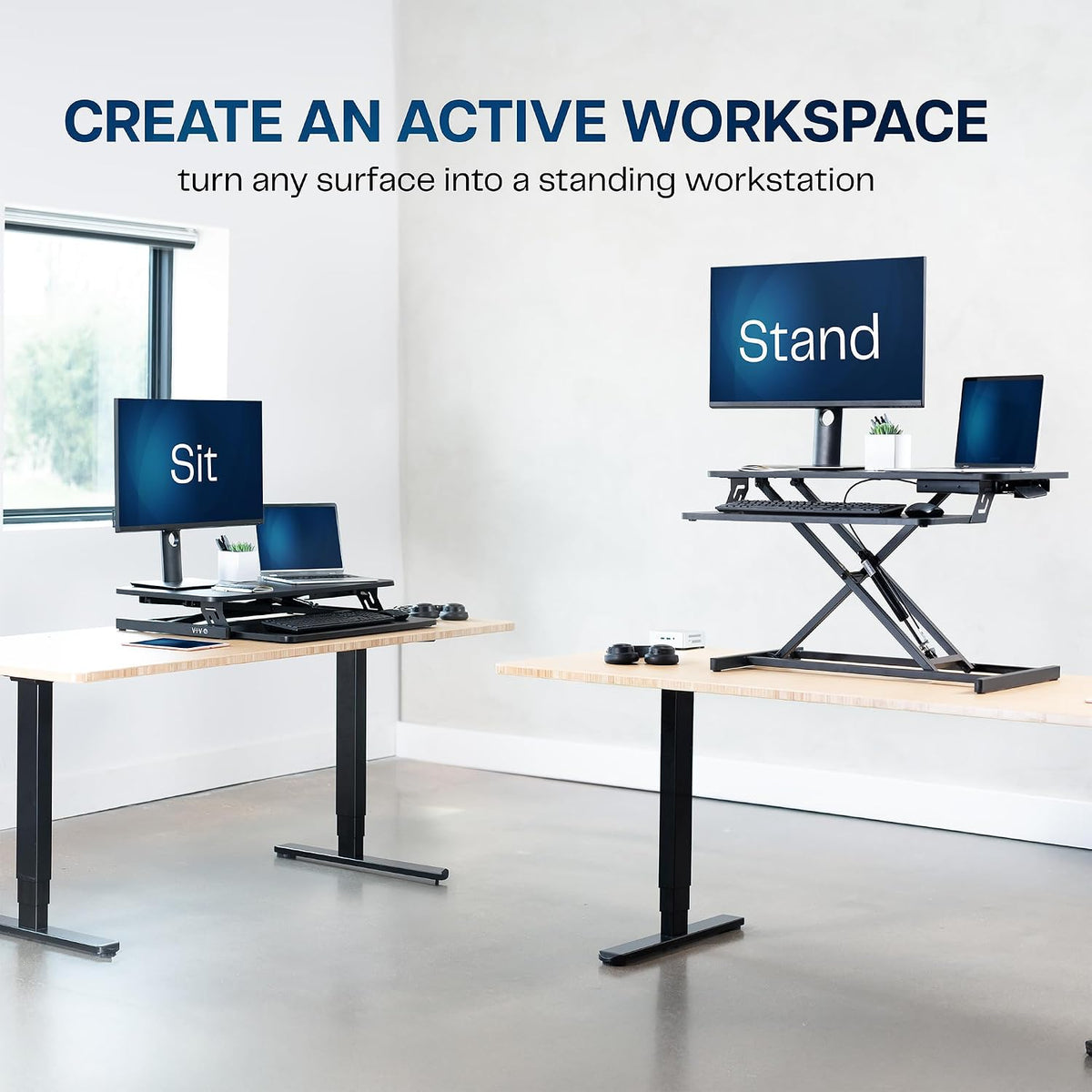 VIVO 32 in Standing Desk Riser, Height Adjustable Workstation