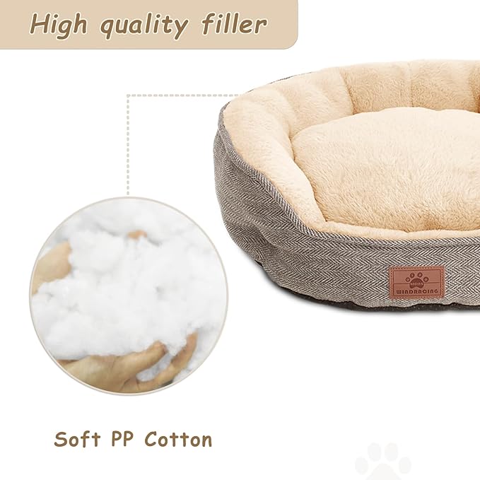 WINDRACING Cat Beds for Indoor Cats, Dog Bed for Small Dogs Breeds, Soft Kennel Bed, Comfy Durable Pet Sleeping Bed, Washable Roun Cat Bed & Non-Slip Bottom, Size 21" L x 18" W x 7" Th