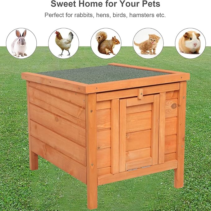 Cat House Outside, Weatherproof Wooden Bunny Rabbit Cat Hutch Outdoor Pet Cage Shelter Feral Cat House, Small Pet House and Habitats
