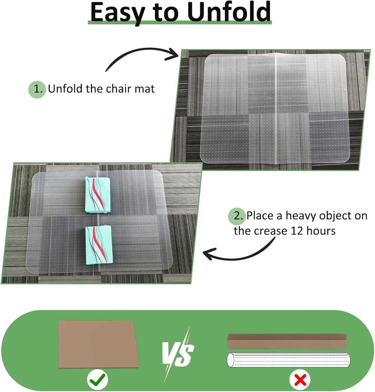 Office Chair Mat for Carpet, 36" X 48" - Ship Flat