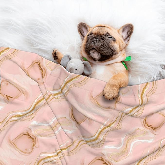 Double Sided Pet Mat for Dog Bed Topper Cat Blanket Furniture Protector, Pink Tie Dye Marble Texture, Reversible Plush with Tactile Dot Pattern for Style Change