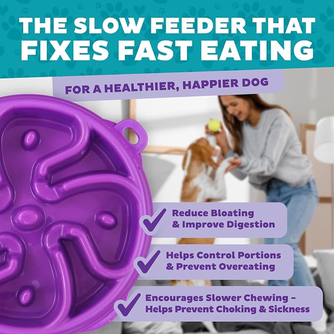 Outward Hound Fun Feeder Slo Bowl – Medium 2‑Cup Capacity, Slow Feeding