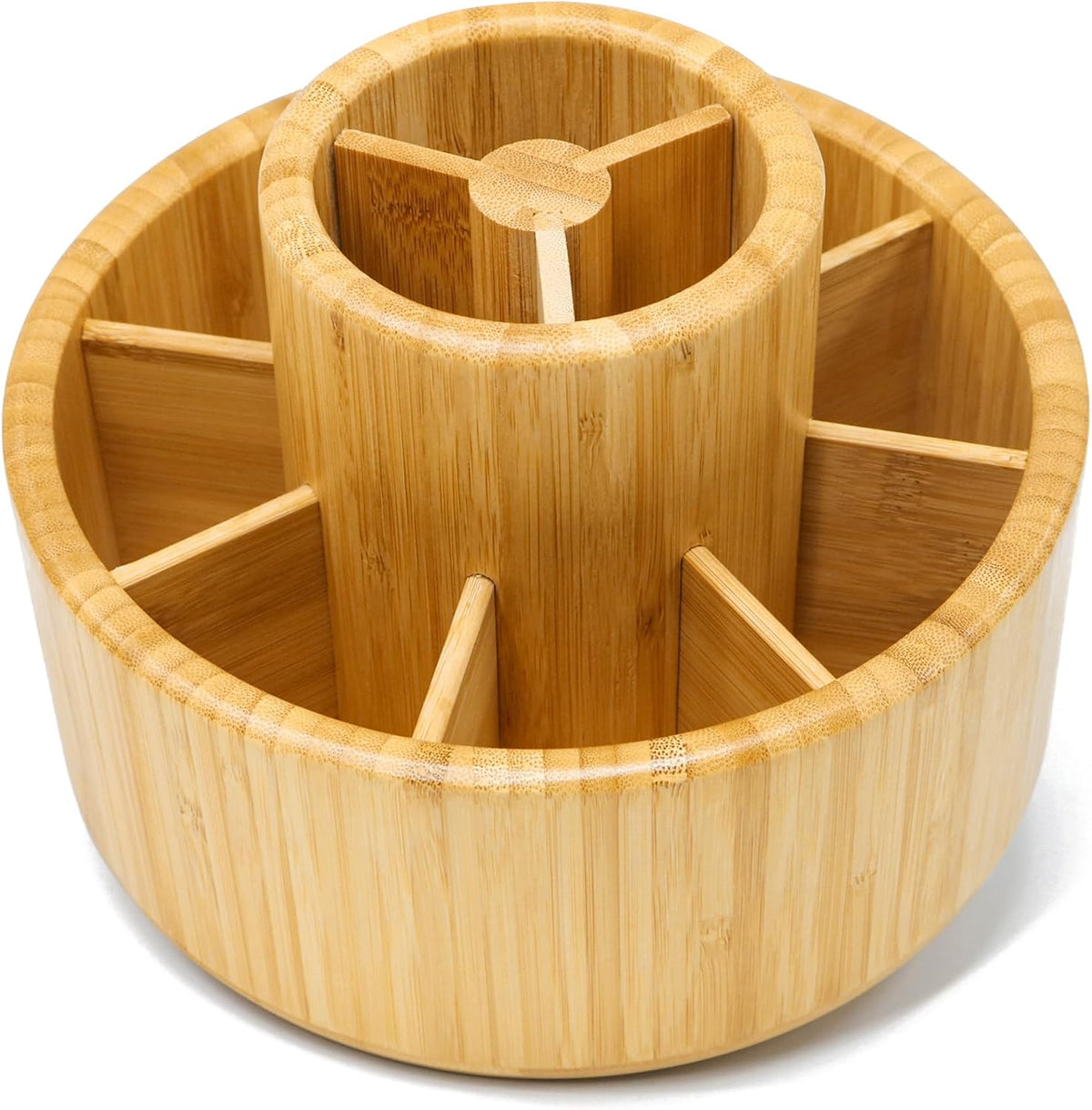 VaeFae 360 Rotating Bamboo Pen Holder for Desk, Art Supply Storage, Medium