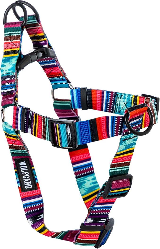 Wolfgang Heavy Duty Adjustable Dog Harness, Pull-Tested to Over 800 lbs for Walking & Training, Quetzal Print, Small