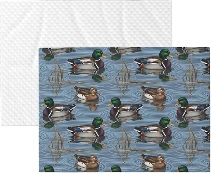 Pet Blanket for Travel and Home, Beauty Mallard Ducks Hunting, Reversible Plush Dot Design with Soft Grip Texture on One Side Perfect for Car Seats Moving Vehicles
