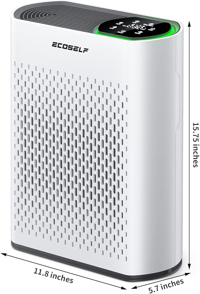 Air Purifier for Large Room, Cleans 2,400 ft² in 30 Mins, 3-Stage True HEPA, 360° Airflow, Large Touch Display Control, Real-Time Air Quality (PM2.5) Display, Ultra-Quiet 20dB Sleep Mode