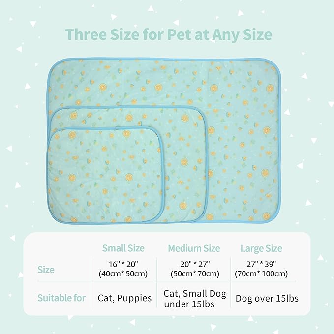 NWK Pet Cooling Mat for Large Dogs -Q-Max>0.345 Ice Silk Cooling Mat for Dogs & Cats Portable & Washable Pet Cooling Blanket, Car Seats, Beds for Summer (Green Leaf, 39'' X 27'' X 0.3'')