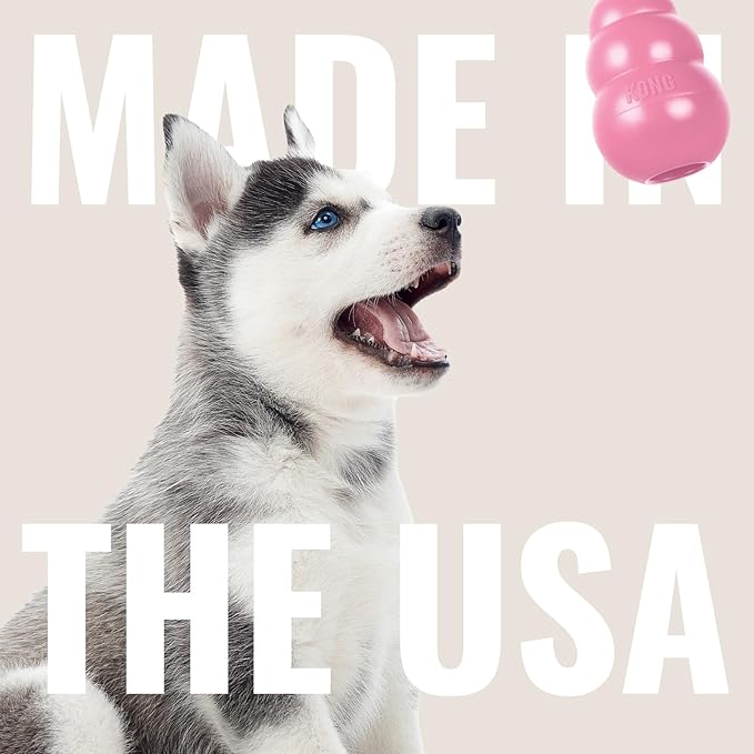 KONG Puppy - Natural Teething Rubber Chew Toy for Dogs - Stuffable Dog Toy for Extended Playtime - Chew & Fetch Toy for Puppies - for XS Puppies - Pink