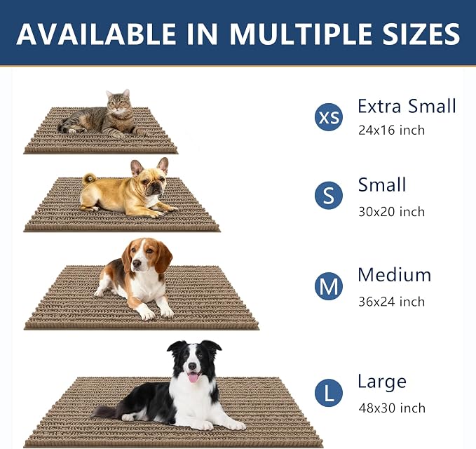 Smiry Dog Door Mat for Muddy Paws 47x24, Absorbent Dirt Trapper, Non-Slip