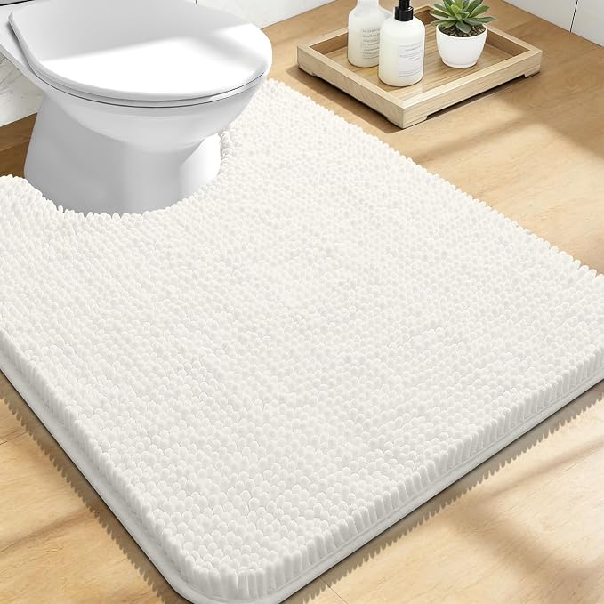 OLANLY Toilet Rugs U-Shaped 24x20, Extra Soft Absorbent Chenille Contour