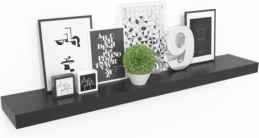 Ballucci Floating Shelf, 36" Hanging Shelf with Invisible Brackets, Wooden Floating Shelves for Walls, Book Shelf, Wall Shelves for Home Office, Bathroom, Living Room, 6 inch Deep, Black