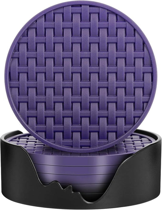 4 Inch Round Silicone Coasters Set of 6