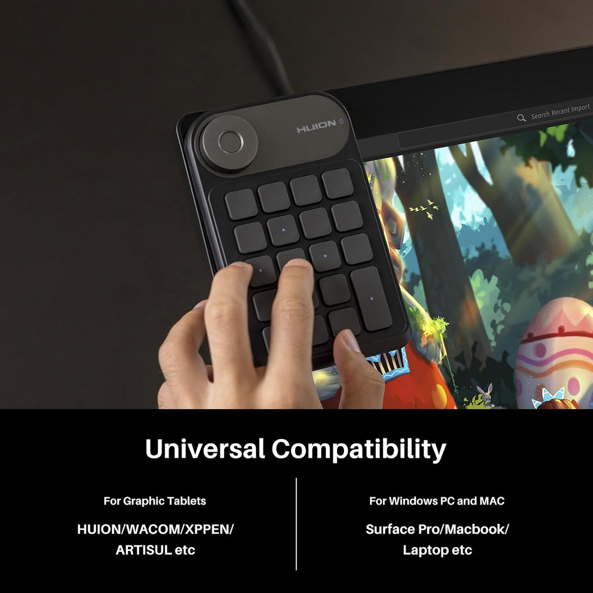 HUION Keydial Mini Bluetooth Programmable Keypad with Dial 18 Shortcut Keys