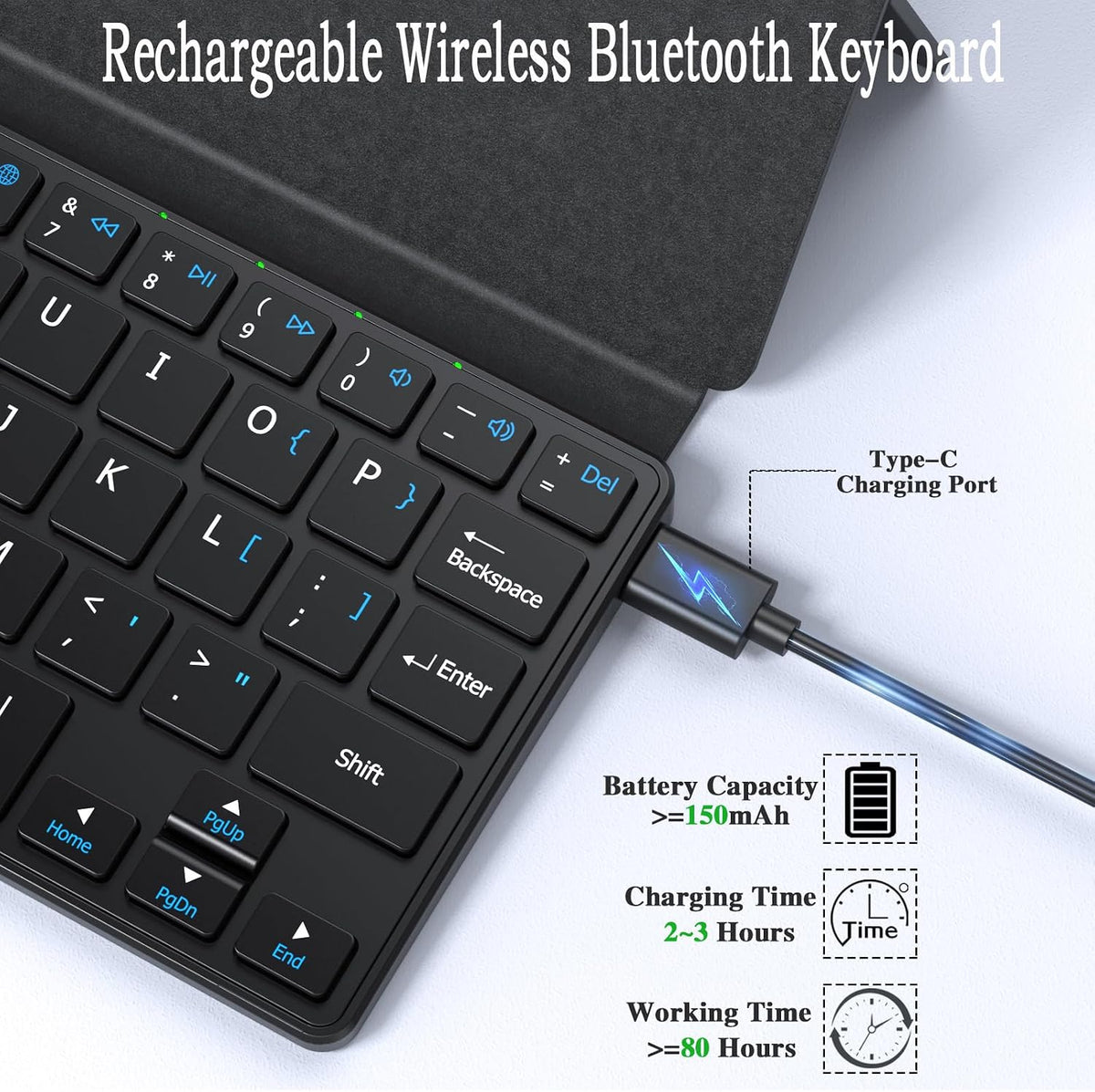 Universal Wireless Keyboards Portable Mini Keyboard with Any-Angle Stand