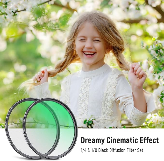 NEEWER 72mm 1/4 & 1/8 Black Diffusion Camera Lens Filter 2 Pack Set, Dreamy