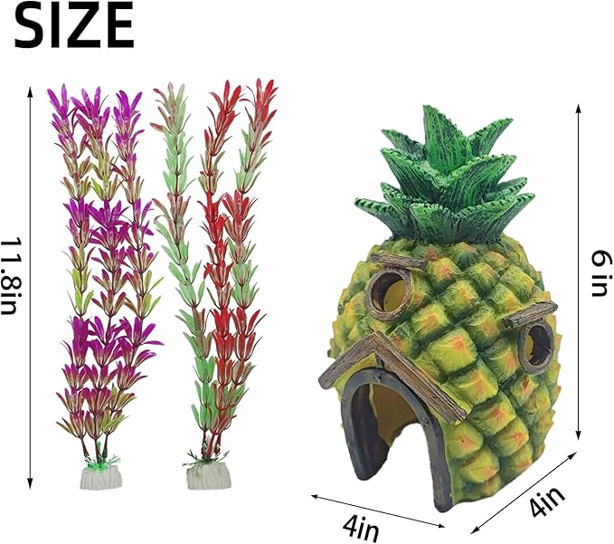 Tfwadmx Aquarium Decorations Resin Pineapple Fish Tank House Small Betta Fish Hideout Cave Shelter Decor Underwater Landscape Hut Aquarium Ornament for Shrimps Breeding Hiding(Green)