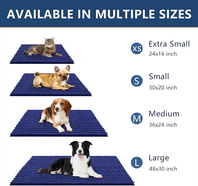 Smiry Dog Door Mat for Muddy Paws 70x24, Absorbent Dirt Trapper, Non-Slip