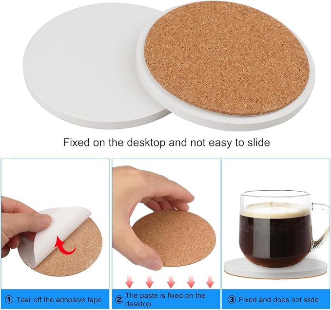 GNIEMCKIN 60 Pieces 4 Inch Round Blank Ceramic Coasters, Unglazed Ceramic Tiles