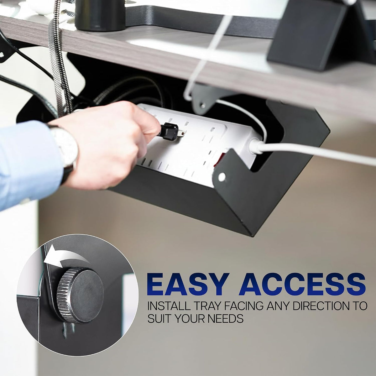 VIVO Black Flip-Open 16 in Cable Management Box, Desk-ACCBM1