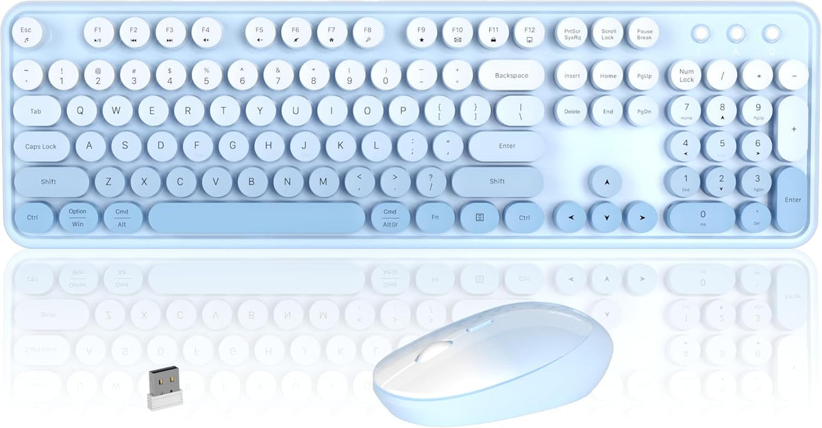 Colorful Wireless Keyboard and Mouse Combo (Blue Gradient)