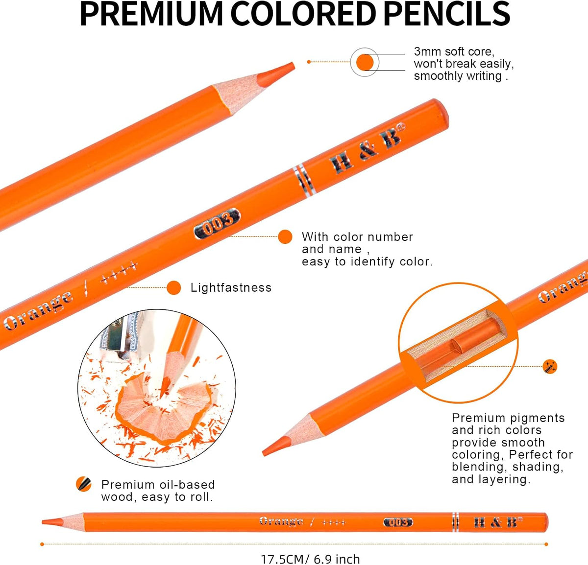 H & B 120 Oil-Based Colored Pencils Set with Coloring Book & Zipper Case