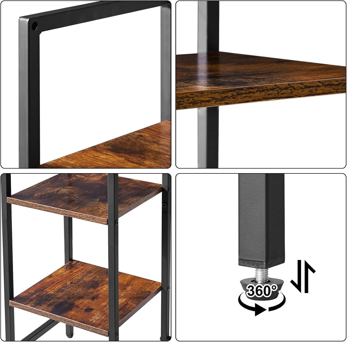 IBUYKE Desk Shelf,Computer Desktop Bookcase,37.8 Inch Multipurpose Wood Desk Hutch Bookshelf for Computer,4 Tier Desk Organizer for Office Home Dormitory,Brown TMZ005H