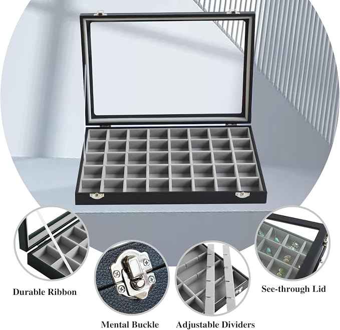 Stratalife Jewelry Organizer 40 Grid Gray Black Jewelry Tray
