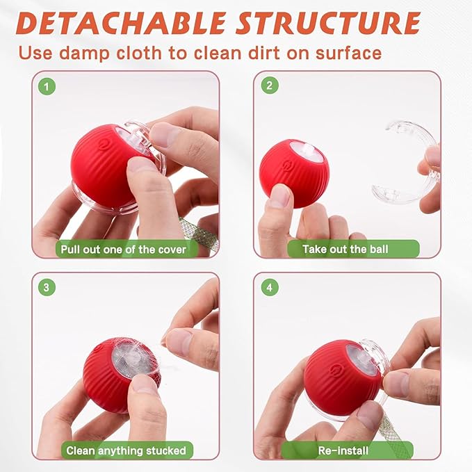 Speed 2.0 Tail Interactive Cat Toys for Indoor Cats, Chirping & Motion Activate Cat Toy, Smart Kitten Rolling Ball Moving Ball Toys, Rechargeable Dog Cat Bal l for Enrichment Exercise (New Green)