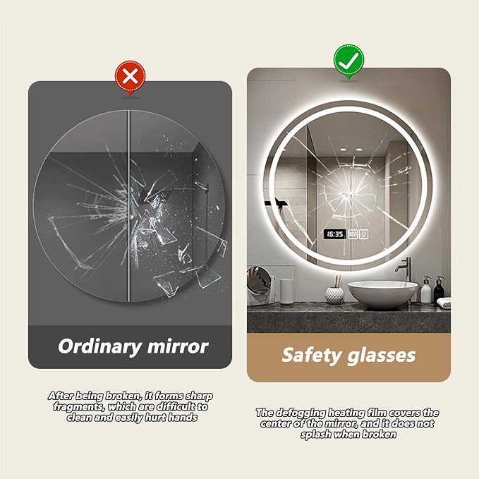 Wall Mirror for Bathroom, Wall Mounted Multifunction Bathroom Vanity Mirror
