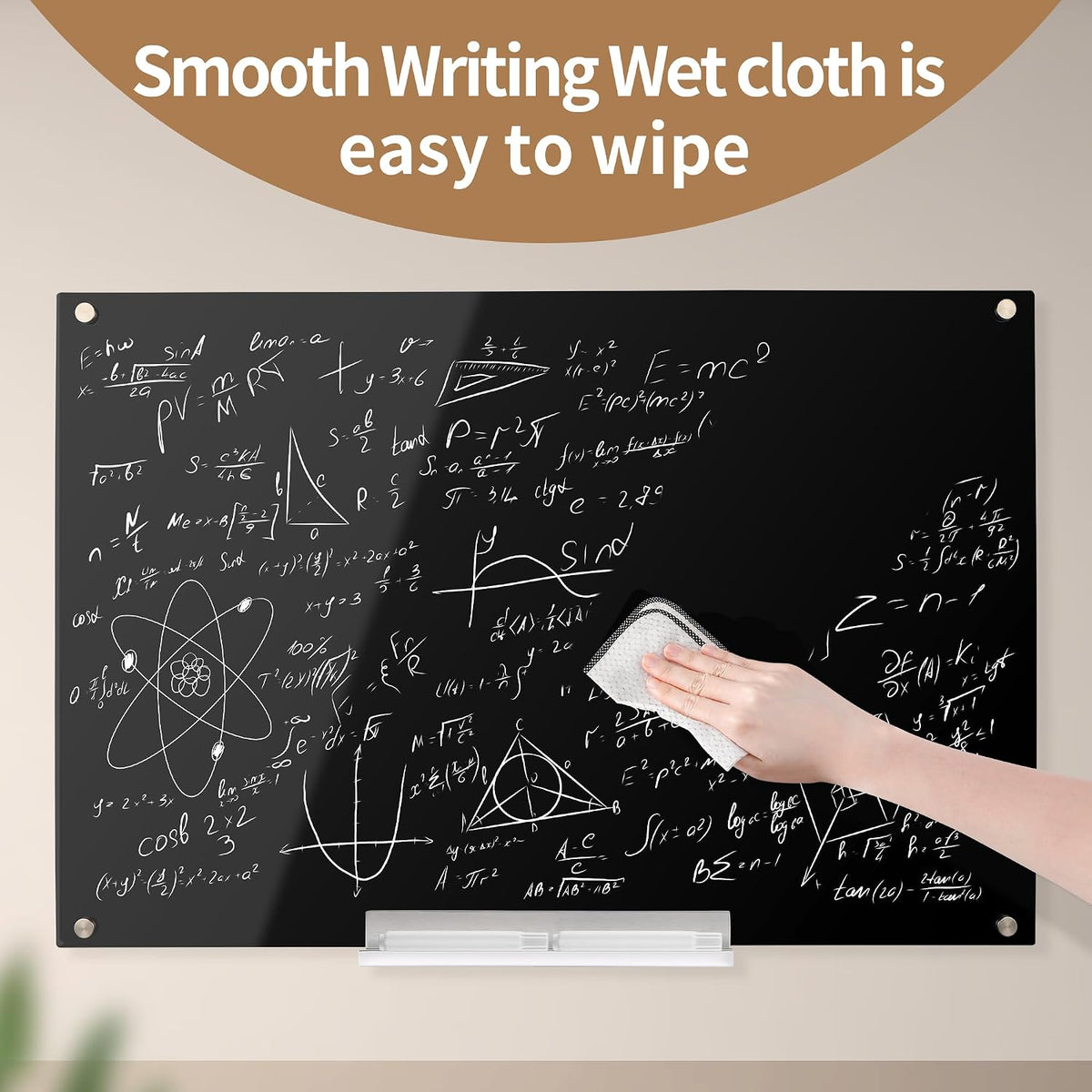 Acrylic Black Magnetic Dry Erase Board for Wall, White Board12”x16”,Frameless Magnetic Dry Erase Board for Office,Classroom and Home,Adults.3040B