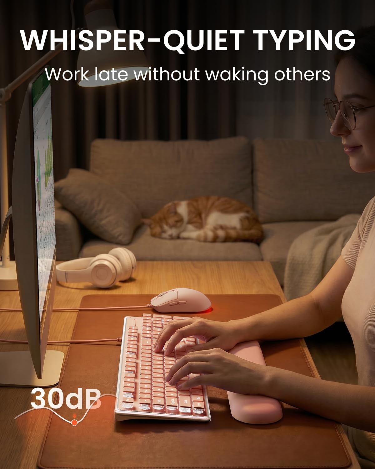 Wired Keyboard and Mouse Combo, White Backlit with Detachable Wrist Rest