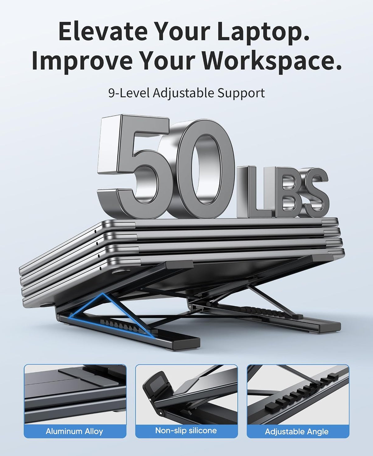 Mukiya Portable Laptop Stand with Docking Station, 8-in-1 USB-C Hub