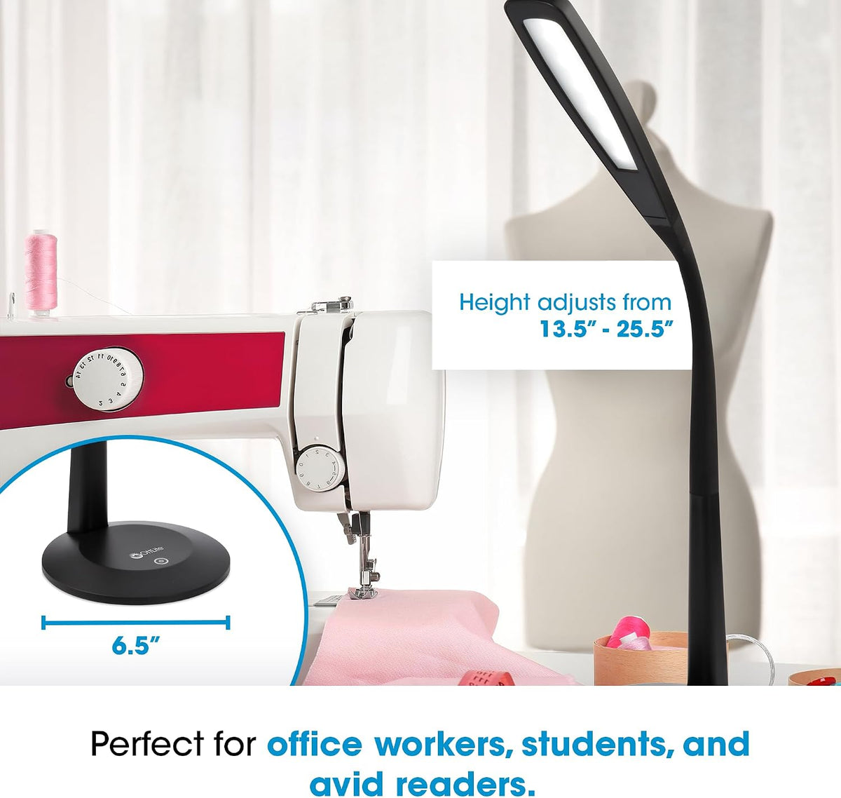 OttLite LED Desk Lamp with Flexible Neck, 3 Brightness Settings, Black