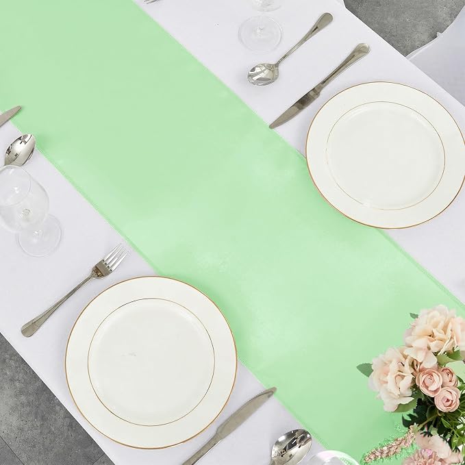 4-Pack Mint Green Satin Table Runner 12 x 108 Inch Long Fuchsia Bright and
